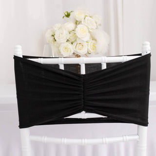 <strong>Versatile Wide Black Ruffled Fitted Chair Sashes</strong> <strong>Versatile Wide Black Ruffled Fitted Chair Sashes</strong>