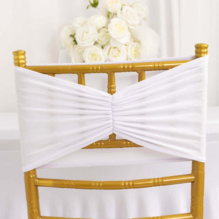 <strong>Versatile Wide White Ruffled Fitted Chair Sashes</strong> <strong>Versatile Wide White Ruffled Fitted Chair Sashes</strong>