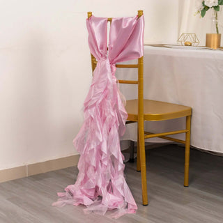 Unleash the Beauty of Pink Curly Willow Chiffon Satin Chair Sashes Unleash the Beauty of Pink Curly Willow Chiffon Satin Chair Sashes