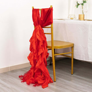 Create Unforgettable Moments with Red Curly Willow Chiffon Satin Chair Sashes Create Unforgettable Moments with Red Curly Willow Chiffon Satin Chair Sashes