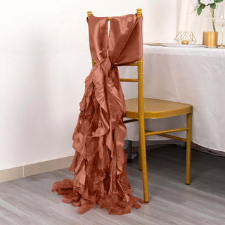 Versatile and Elegant Terracotta (Rust) Curly Willow Chiffon Satin Chair Sashes Versatile and Elegant Terracotta (Rust) Curly Willow Chiffon Satin Chair Sashes