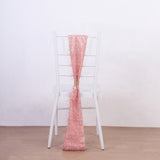 5 Pack Rose Gold Metallic Fringe Shag Tinsel Chair Sashes, Shimmery Polyester Chair Sashes