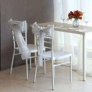 Unleash Your Creativity with Silver Metallic Fringe Shag Tinsel Chair Sashes Unleash Your Creativity with Silver Metallic Fringe Shag Tinsel Chair Sashes