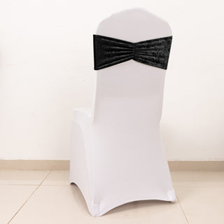 <strong>Black Premium Crushed Velvet Ruffle Chair Sashes</strong> <strong>Black Premium Crushed Velvet Ruffle Chair Sashes</strong>