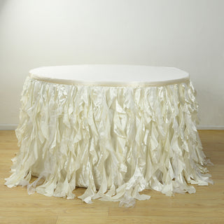 Elegant Ivory Curly Willow Taffeta Table Skirt Elegant Ivory Curly Willow Taffeta Table Skirt