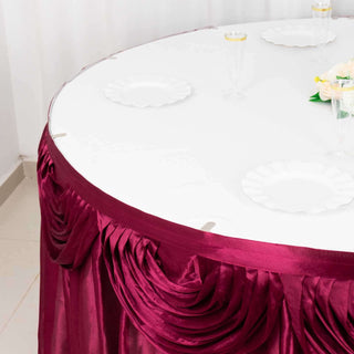 Create Unforgettable Memories with the Burgundy Pleated Table Skirt Create Unforgettable Memories with the Burgundy Pleated Table Skirt