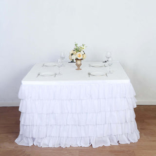 Add a Touch of Glamour to Your Event with the White Chiffon Ruffled Tutu Table Skirt Add a Touch of Glamour to Your Event with the White Chiffon Ruffled Tutu Table Skirt