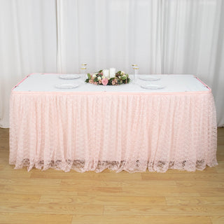 Blush Premium Pleated Lace Table Skirt