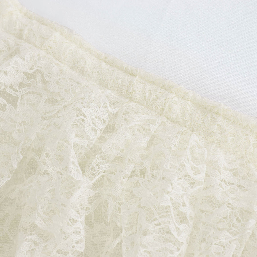 17FT Ivory Premium Pleated Lace Table Skirt