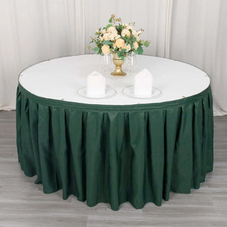 Add Elegance to Your Event with the 21ft Hunter Emerald Green Pleated Polyester Table Skirt Add Elegance to Your Event with the 21ft Hunter Emerald Green Pleated Polyester Table Skirt