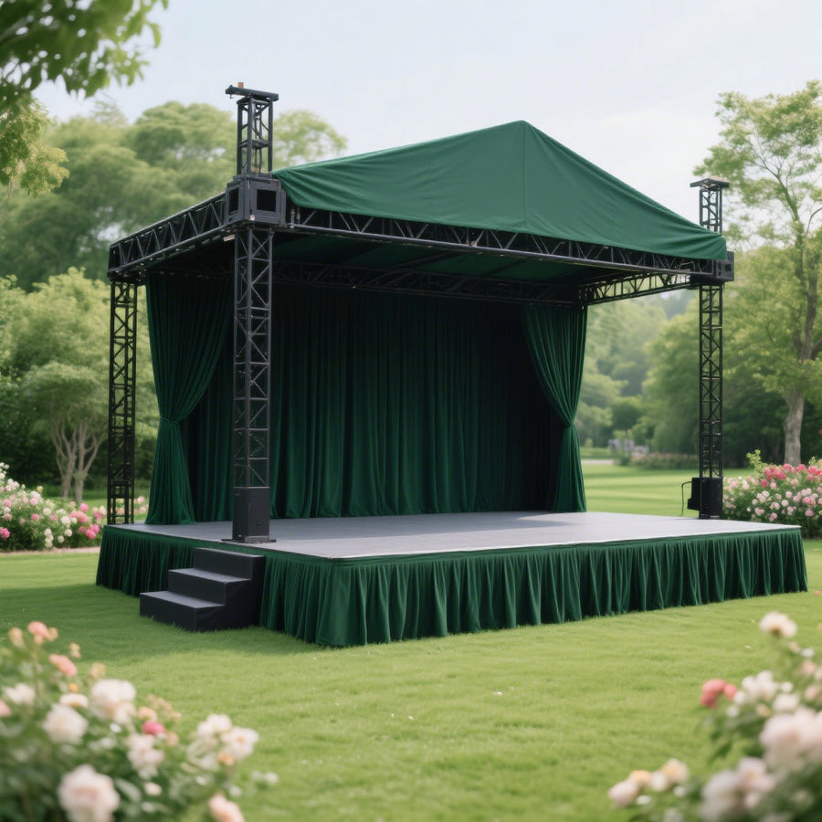 Portable Stage Skirt Hunter Emerald Green Polyester Platform Skirting Cloth for Events, Performances