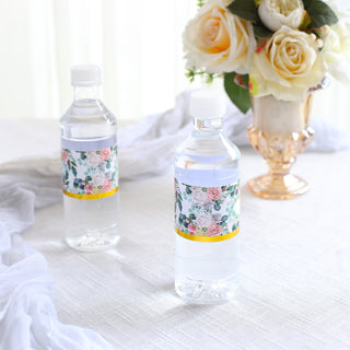 Elevate Your Event with White Pink Peony Floral Water Bottle Stickers
