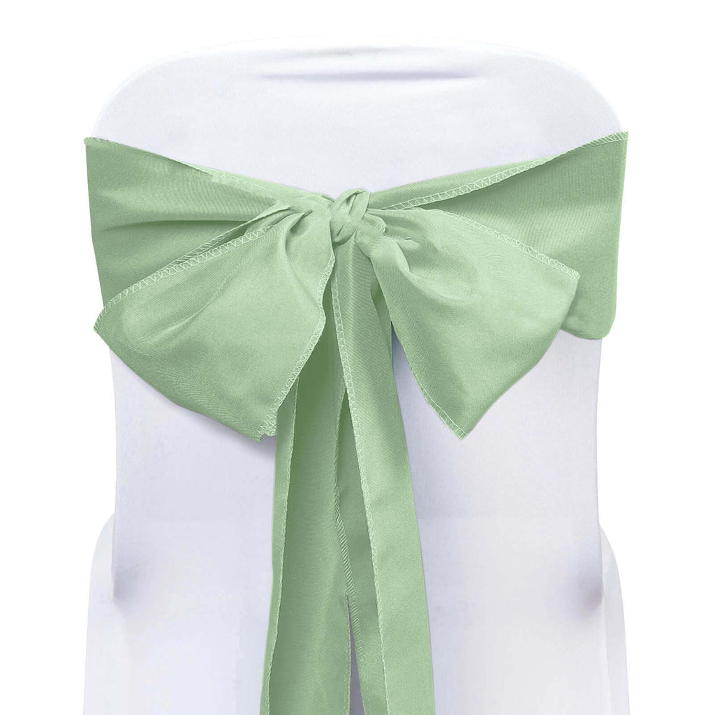 Sage Green Satin Chair Sashes - 5 Pack