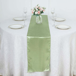 Elevate Your Event Decor with the Sage Green Satin Table Runner Elevate Your Event Decor with the Sage Green Satin Table Runner