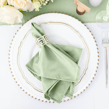 5 Pack Sage Green Seamless Cloth Dinner Napkins, Wrinkle Resistant Linen 17"x17"