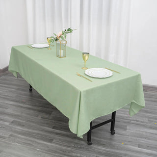 Create an Elegant Atmosphere with the 60x102 Sage Green Seamless Polyester Rectangular Tablecloth
