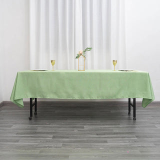 Elevate Your Event with the 60x102 Sage Green Seamless Polyester Rectangular Tablecloth