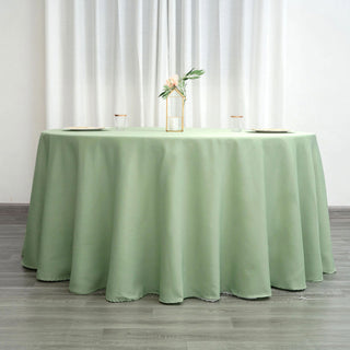 Elevate Your Event with the Sage Green Seamless Polyester Round Tablecloth