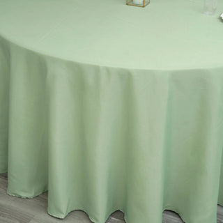 Transform Your Dining Experience with the Sage Green Seamless Polyester Round Tablecloth