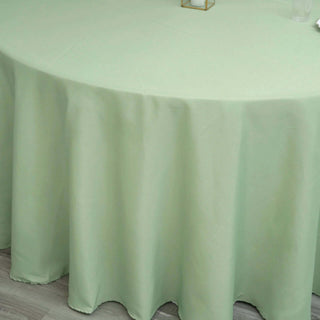Transform Your Dining Experience with the Sage Green Seamless Polyester Round Tablecloth Transform Your Dining Experience with the Sage Green Seamless Polyester Round Tablecloth