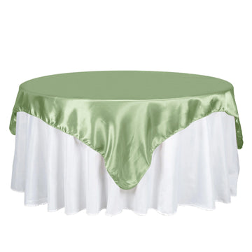 72" x 72" Sage Green Seamless Satin Square Tablecloth Overlay