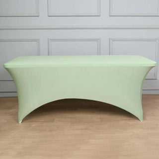 Add Elegance to Your Event with the 8ft Sage Green Spandex Stretch Fitted Rectangular Tablecloth Add Elegance to Your Event with the 8ft Sage Green Spandex Stretch Fitted Rectangular Tablecloth