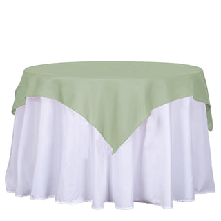 Elevate Your Event with the Sage Green Square Seamless Polyester Table Overlay