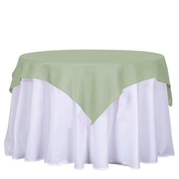 54"x54" Sage Green Square Seamless Polyester Table Overlay, Washable Table Linen