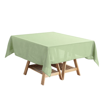 54"x54" Sage Green Square Seamless Polyester Tablecloth, Washable Table Linen