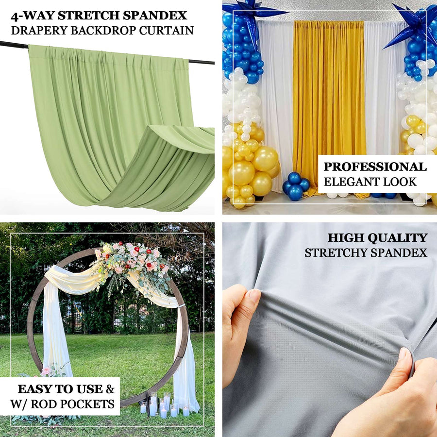 Sage Green 4-Way Stretch Spandex Photography Backdrop Curtain with Rod Pockets