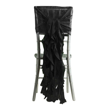 1 Set Black Chiffon Hoods With Ruffles Willow Chair Sashes