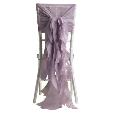 1 Set Violet Amethyst Chiffon Hoods With Ruffles Willow Chair Sashes