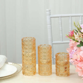 <span>Vintage Elegance with Amber Gold Glass Taper Candle Holders</span> <span>Vintage Elegance with Amber Gold Glass Taper Candle Holders</span>