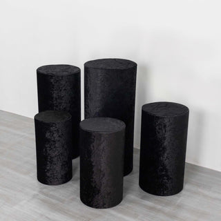 Create a Stunning Ambiance with Black Crushed Velvet Pedestal Stand Covers