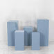 Set of 5 Dusty Blue Rectangular Stretch Fitted Pedestal Pillar Prop Covers