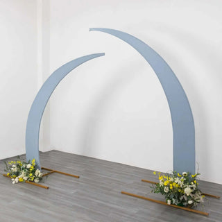 Dusty Blue Spandex Half Crescent Moon Backdrop Stand Covers Dusty Blue Spandex Half Crescent Moon Backdrop Stand Covers