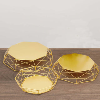 Elegant Gold Metal Geometric Cake Stands for Stunning Displays Elegant Gold Metal Geometric Cake Stands for Stunning Displays