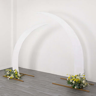 White Spandex Half Crescent Moon Backdrop Stand Covers White Spandex Half Crescent Moon Backdrop Stand Covers