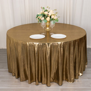 Add Elegance to Your Event with the Antique Gold Sequin Tablecloth