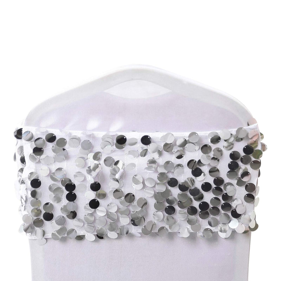 5 pack | Silver | Big Payette Sequin Round Chair Sashes