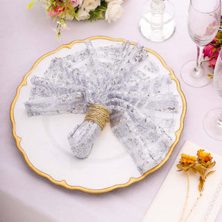 Unleash the Splendor of Silver Geometric Diamond Glitz Sequin Cloth Napkins Unleash the Splendor of Silver Geometric Diamond Glitz Sequin Cloth Napkins