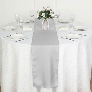 Enhance Your Event with the Silver Polyester Table Runner