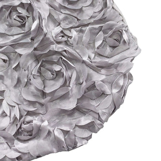 Enhance Your Event with Silver Satin Rosette Spandex Stretch Banquet Chair Cover Enhance Your Event with Silver Satin Rosette Spandex Stretch Banquet Chair Cover