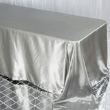 90x132Inch Silver Satin Seamless Rectangular Tablecloth