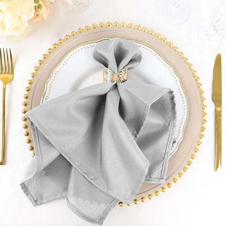 Versatile and Elegant Silver Seamless Cloth Dinner Napkins Versatile and Elegant Silver Seamless Cloth Dinner Napkins