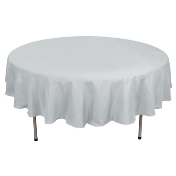 90" Silver Seamless Polyester Round Tablecloth