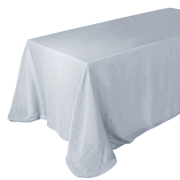 90"x132" Silver Seamless Rectangular Tablecloth, Linen Table Cloth With Slubby Textured, Wrinkle Resistant