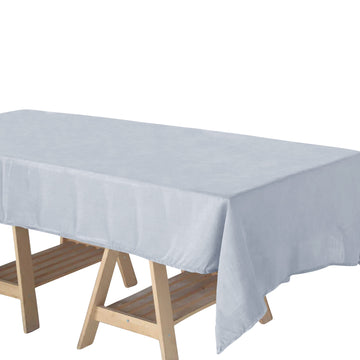 60"x102" Silver Seamless Rectangular Tablecloth, Linen Table Cloth With Slubby Textured, Wrinkle Resistant