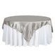 72" x 72" Silver Seamless Satin Square Tablecloth Overlay