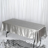 60x102 Silver Satin Rectangular Tablecloth